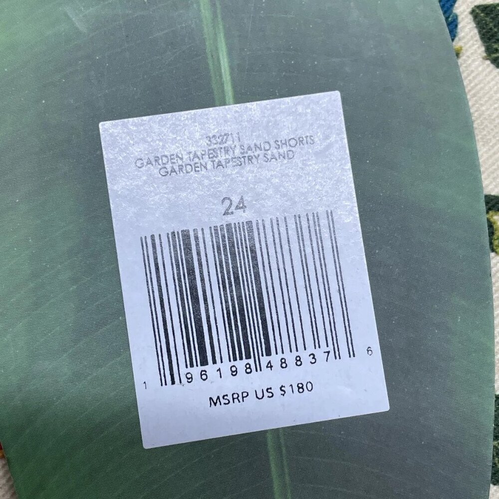 Farm Rio Women’s Sand Garden Tapestry Belted Shorts – Green Multi – Size 24 - Picture 8 of 12